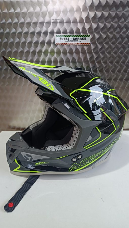 Casco Moto Cross ACERBIS Helmet Linear 22.06 nero-giallo fluo lucido
