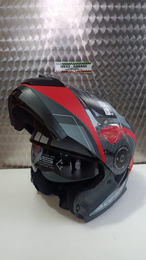 Casco Moto Strada Turismo modulare ACERBIS grigio-rosso opaco