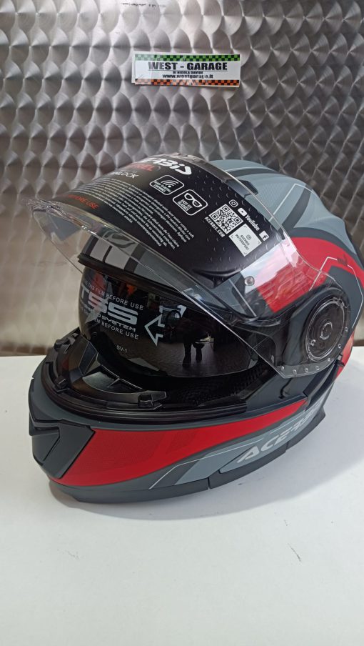 Casco Moto Strada Turismo modulare ACERBIS grigio-rosso opaco - immagine 2